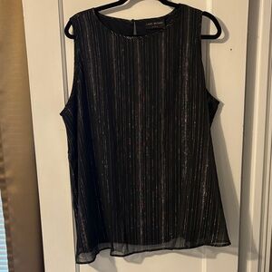 Lane Bryant Black Metallic Pinstripe Sleeveless Top